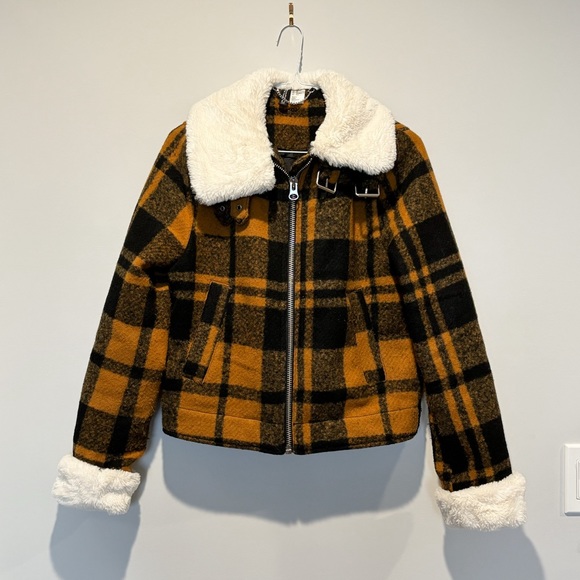 Plaid faux Sherpa bomber jacket - Picture 2 of 16